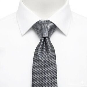 Bill Blass Silk Tie Geometric Silver Black Diamonds